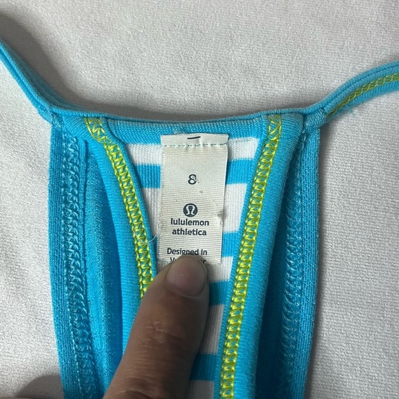 Lululemon Athletica Blue and White Striped Top - Picture 6 of 10